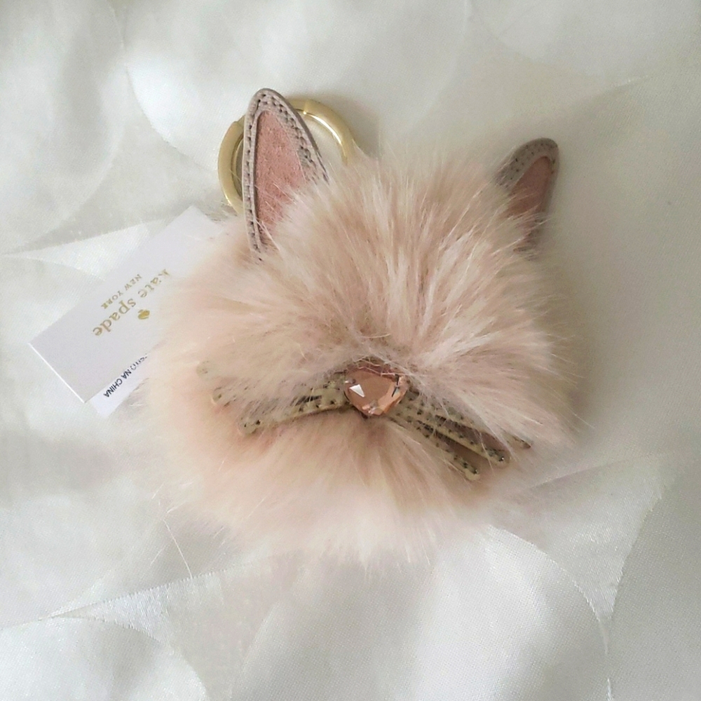 NWT Kate Spade Desert Muse Rabbit Pouf Keychain
